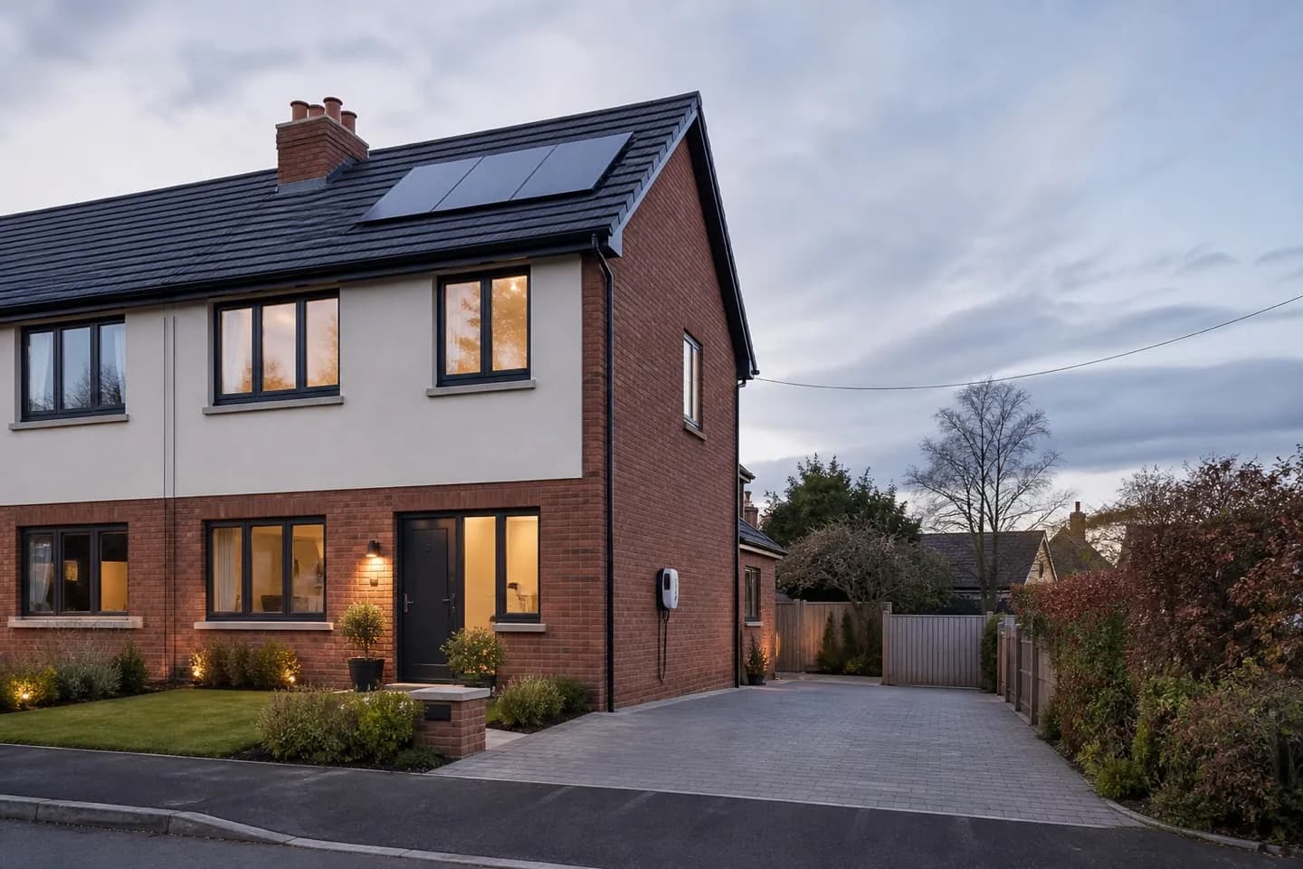 Energy-efficient modern UK family home prepared for property analysis